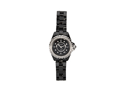 Chanel J12 Watch, Steel/Ceramic/Diamond, Black, Quartz, 44195, l/b/bkl, 4*